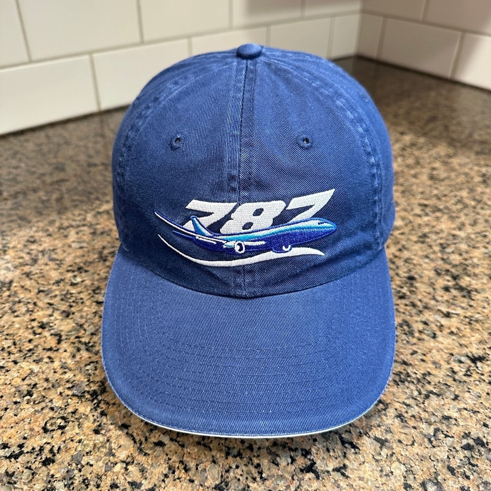 Boeing 787 Dreamliner Baseball Cap Men's Adjustable Navy Blue Aviation Hat